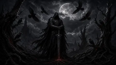 Hooded Knight With Ravens