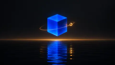 Blue Cube With Amber Orb
