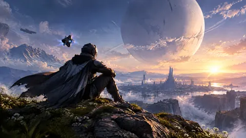 Guardian and Drone at Sunset