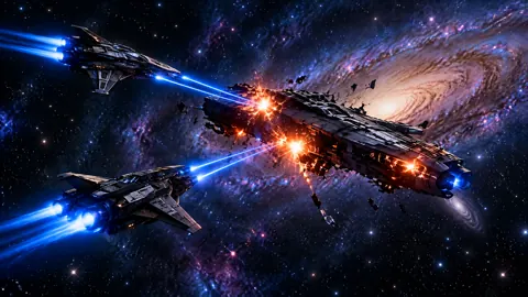 Spacecraft Attack Damaged Starship