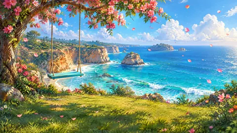 Turquoise Swing Above Coral Cliffs