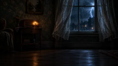 Antique Radio in Stormy Room