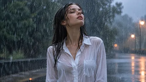 Woman in Rainy Street