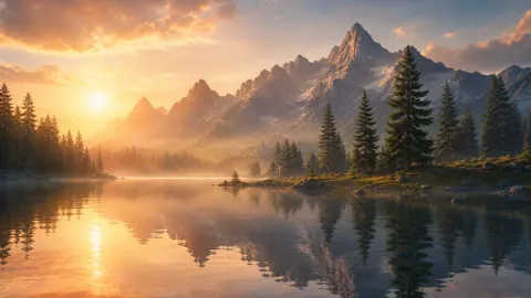 Alpine Sunset Reflections live wallpaper
