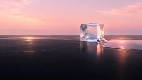 Melting Ice Cube at Sunset