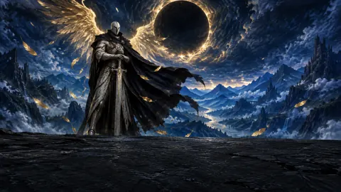 Faceless Paladin Beneath Black Sun