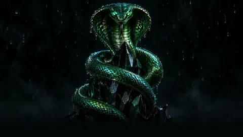 Emerald Cobra on Crystal Pedestal