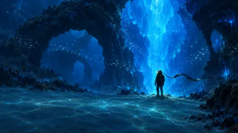 Diver Before Blue Rift
