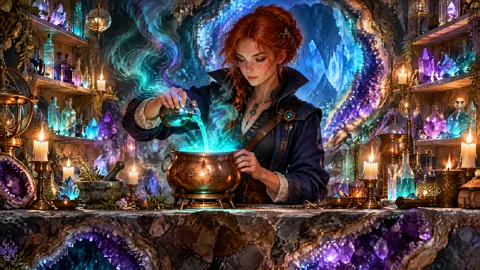 Red-Haired Alchemist in Geode Workshop