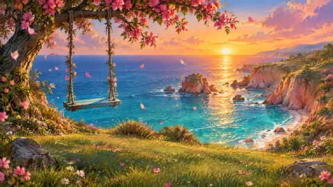 Blue Swing Above Turquoise Cove