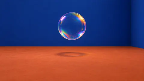 Iridescent Bubble Above Terracotta Floor