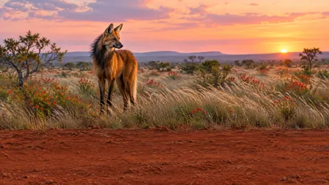 Maned Wolf at Sunrise
