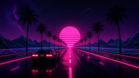 Synthwave Highway Pink Sun