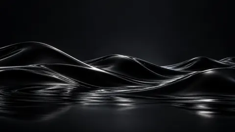 Black Liquid Silver Waves
