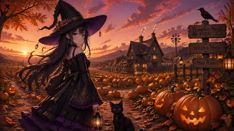 Anime Witch in Pumpkin Patch