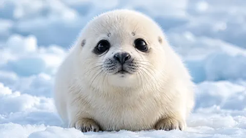 Baby Harp Seal in Snow
