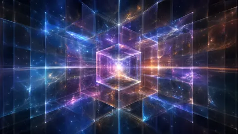 Floating Glass Cube in Space