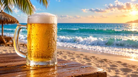Cold Beer on Tropical Beach