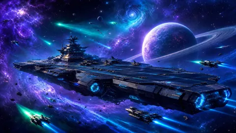 Futuristic Space Carrier and Starfighters