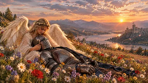 Winged Woman With Wounded Knight