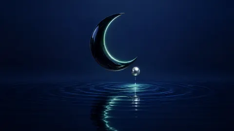 Obsidian Crescent and Silver Sphere