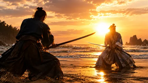 Samurai Duel at Sunset