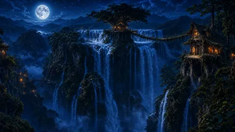 Elf Houses by Waterfalls