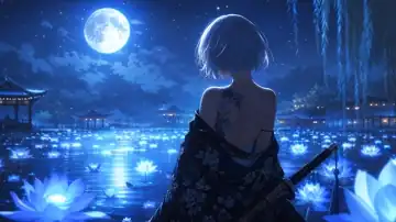 Moonlit Lotus Vigil live wallpaper