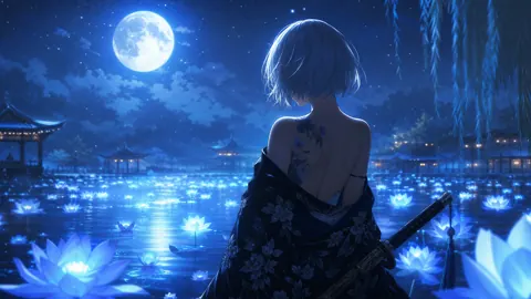 Kimono Woman by Lotus Lake