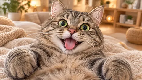 Tabby Cat With Tongue Out