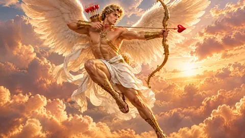 Cupid Archer Above Sunset Clouds