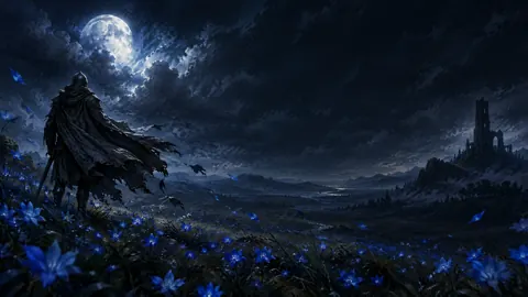 Armored Wanderer Beneath Full Moon