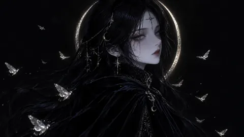 Gothic Woman With Silver Moths