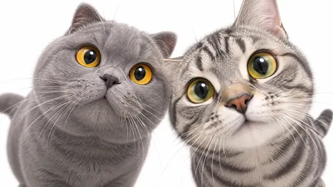 Silver Cat and Tabby Close-Up