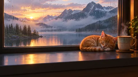 Sleeping Ginger Kitten at Dawn