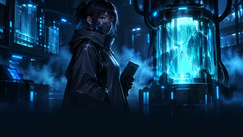 Engineer Beside Cyan Reactor