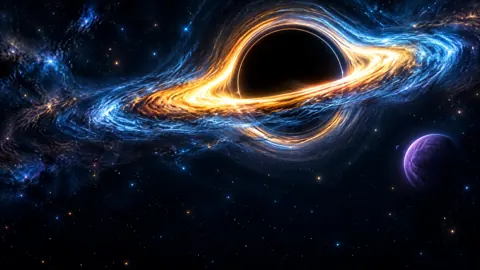 Black Hole Above Violet Planet