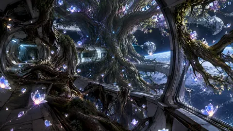 Alien Tree Over Orbital Station