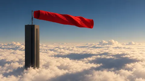 Brutalist Tower With Red Windsock