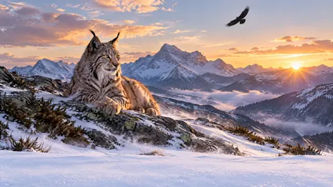 Lynx on Snowy Ridge