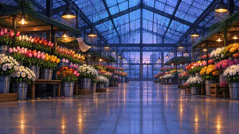 Pixel Flower Market at Dawn