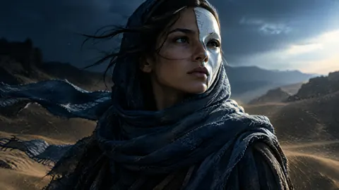 Masked Desert Wanderer at Dawn