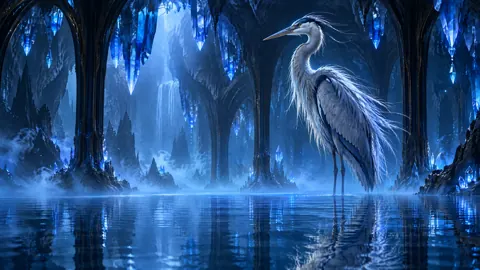 Silver Heron in Crystal Cavern