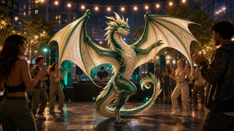 Emerald Wyvern Dancing Downtown