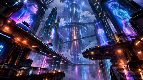 Cyberpunk Megacity With Flying Cars