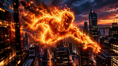 Fire Man Over City