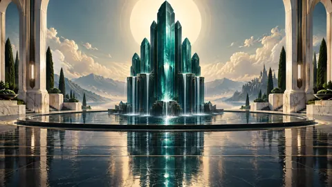 Crystal Fountain Art Deco Courtyard
