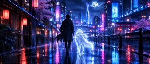 Spirit Wolf on Neon Street