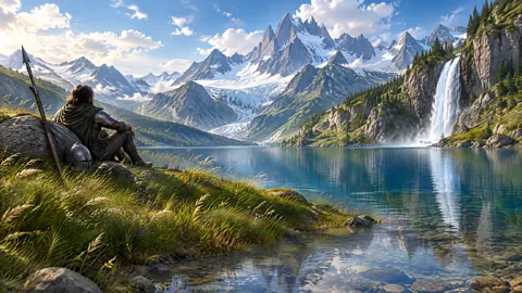 Armored Wanderer by Alpine Lake