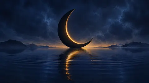 Black Crescent Over Water
